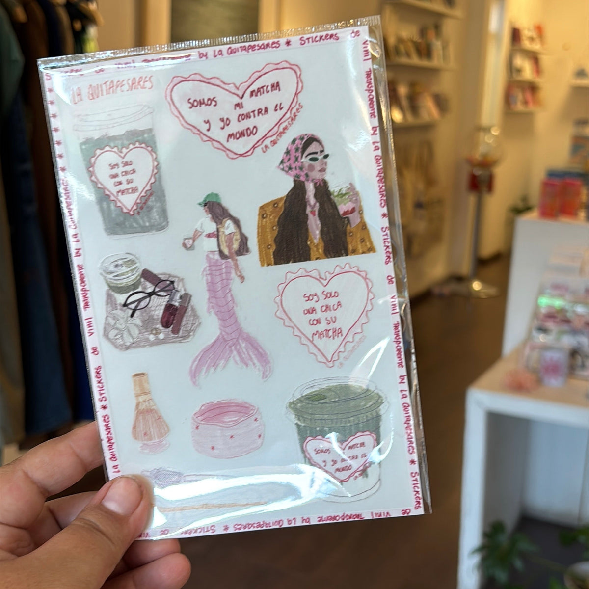 Plantilla de stickers chica matcha