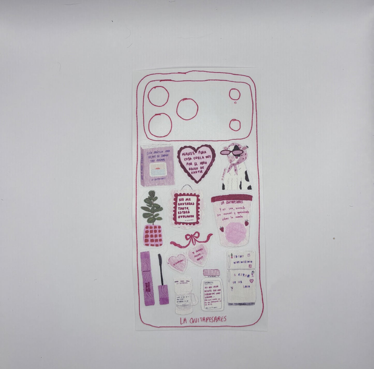Plantilla de stickers pal celular cositas rosa