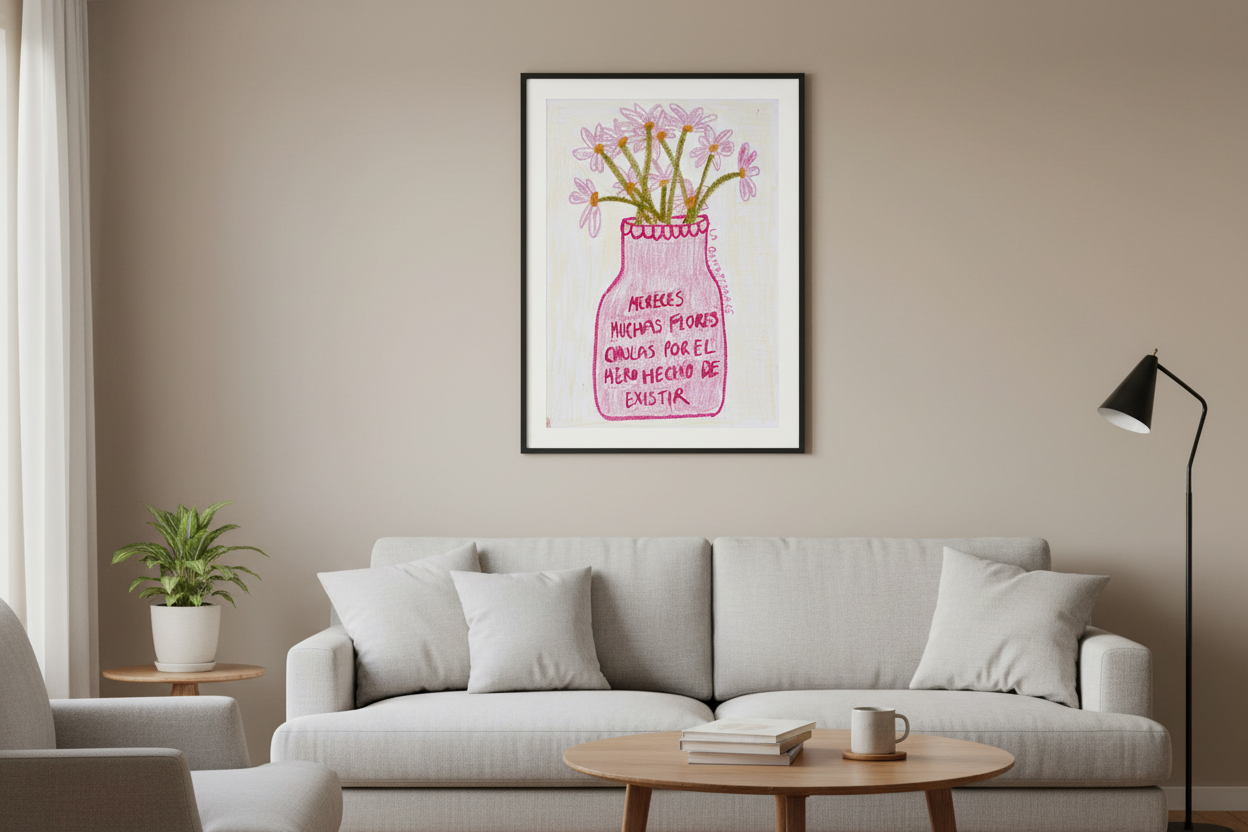 Dibujo original florero mereces