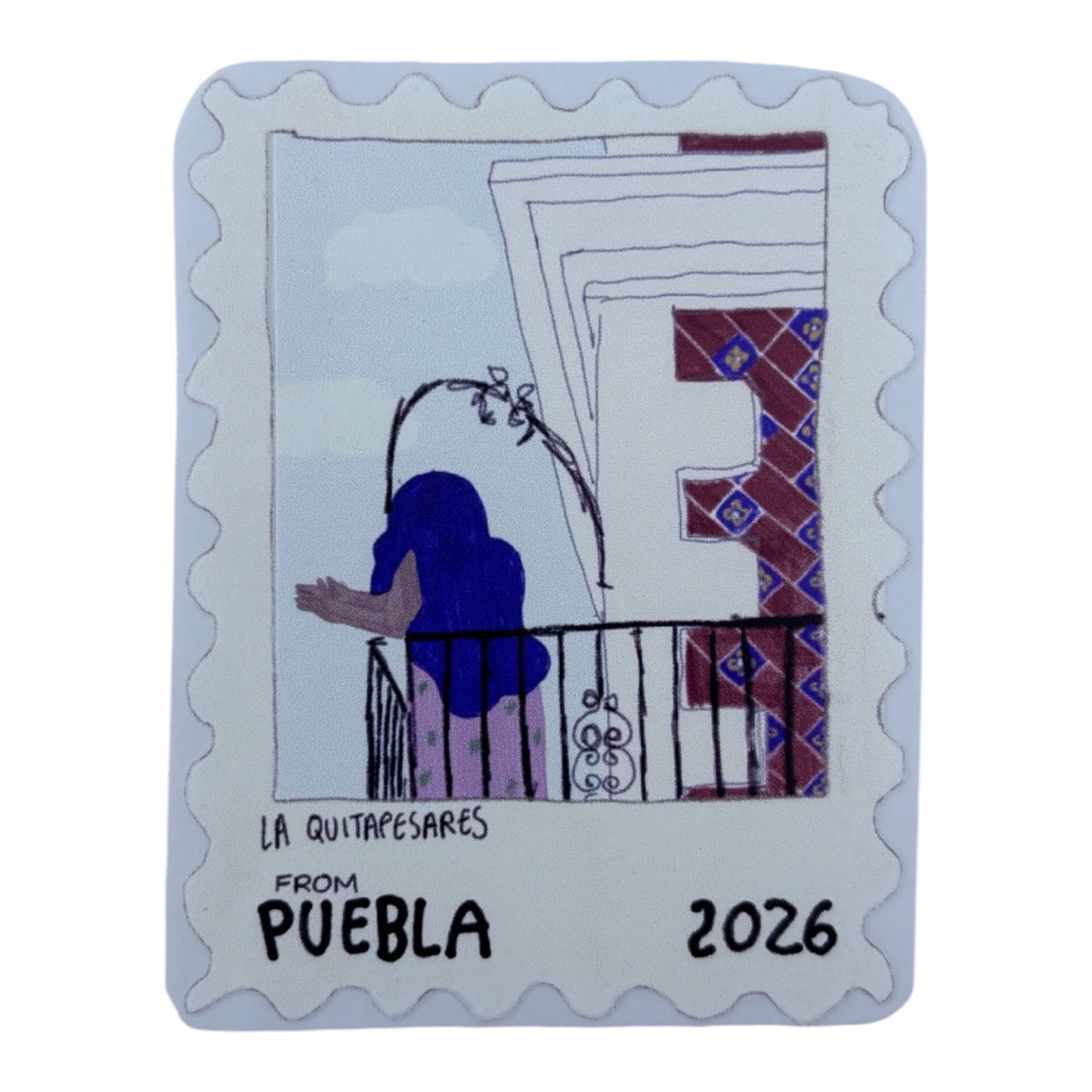 Sticker timbre postal balcón