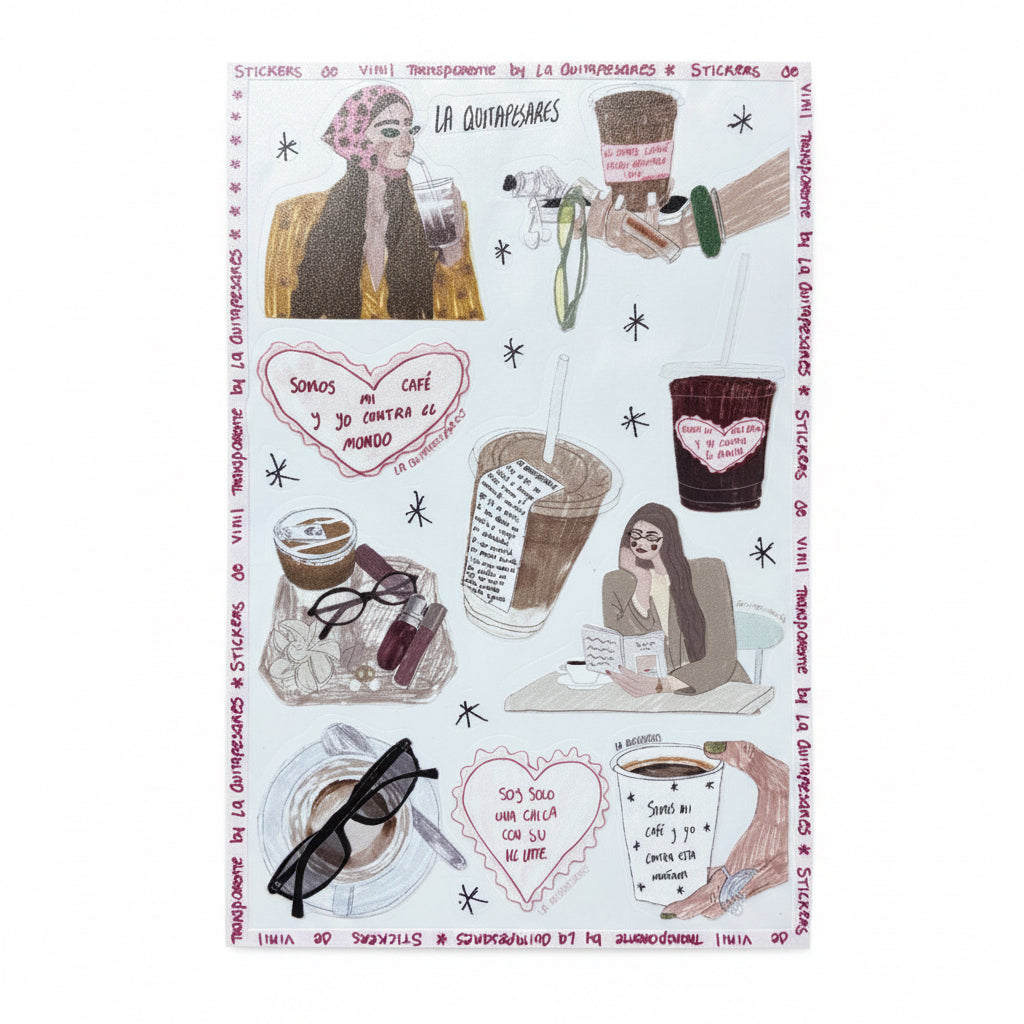 Plantilla de stickers café fashion