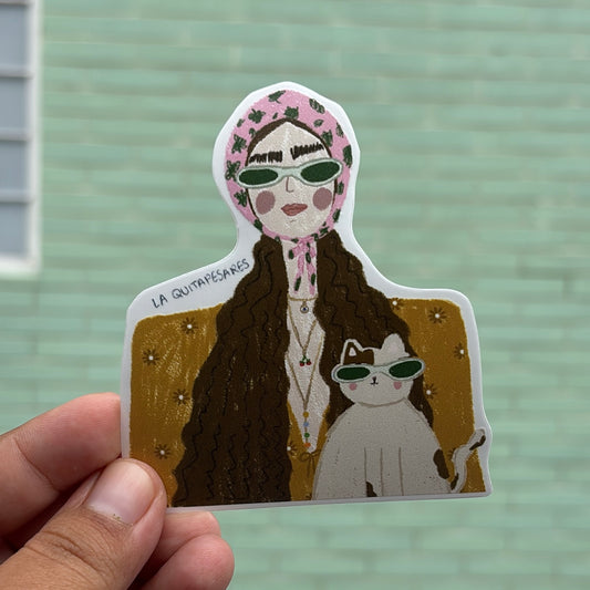 Sticker chica con gato