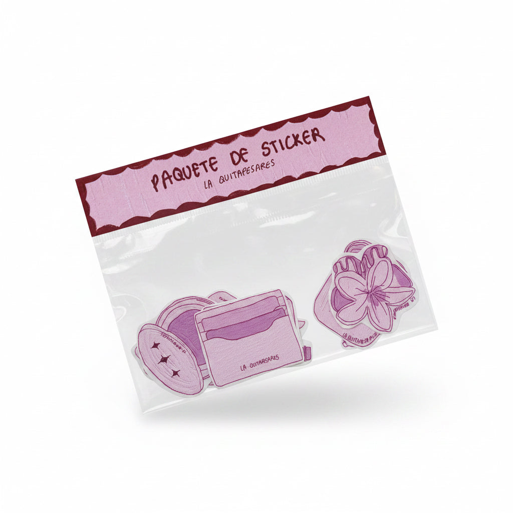 Paquete de stickers que hay en mi bolsa