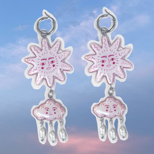 Par de aretes sol y nube