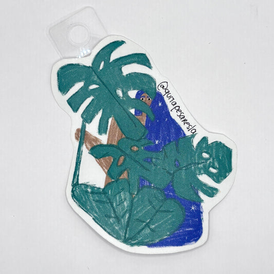 Sticker chica monsteras