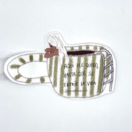 Sticker chica en taza
