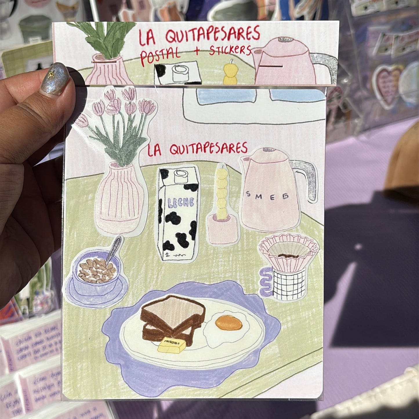 Plantilla de stickers desayuno