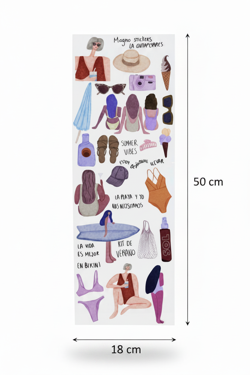 Plantilla de stickers para maleta playa