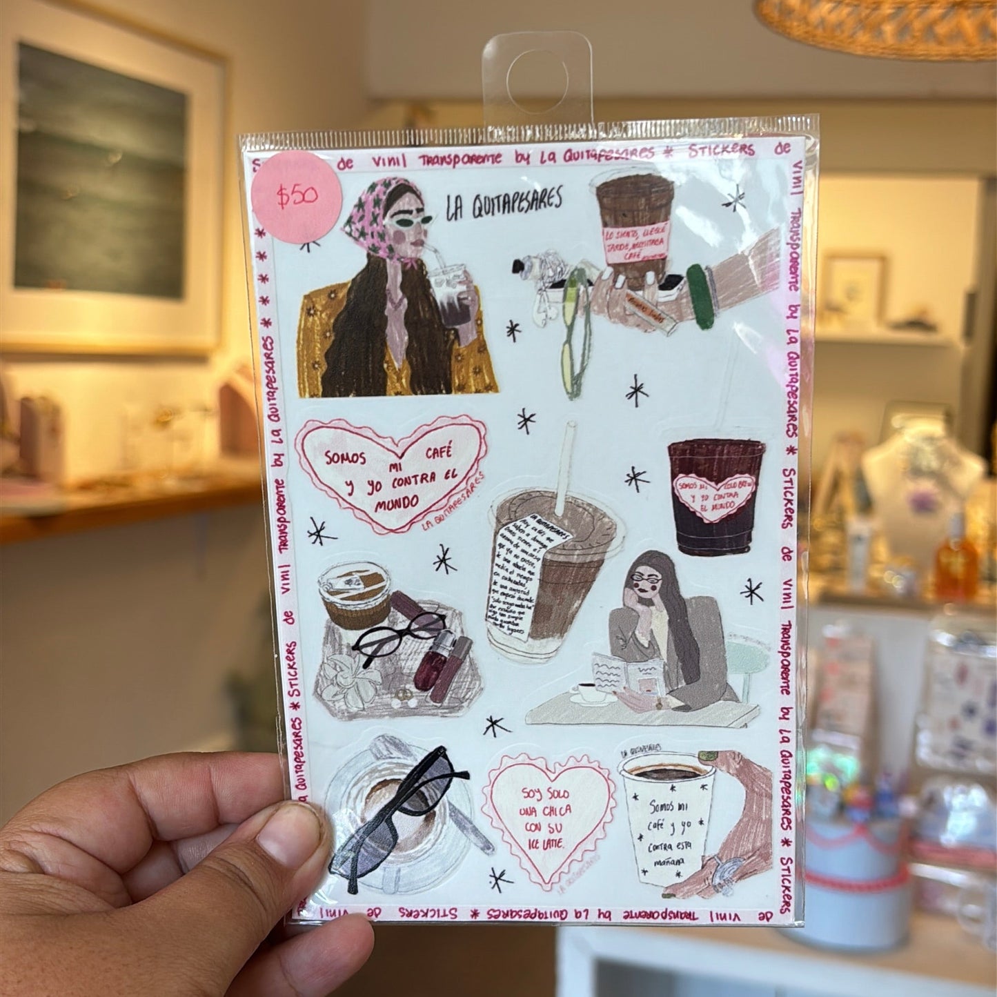 Plantilla de stickers café fashion