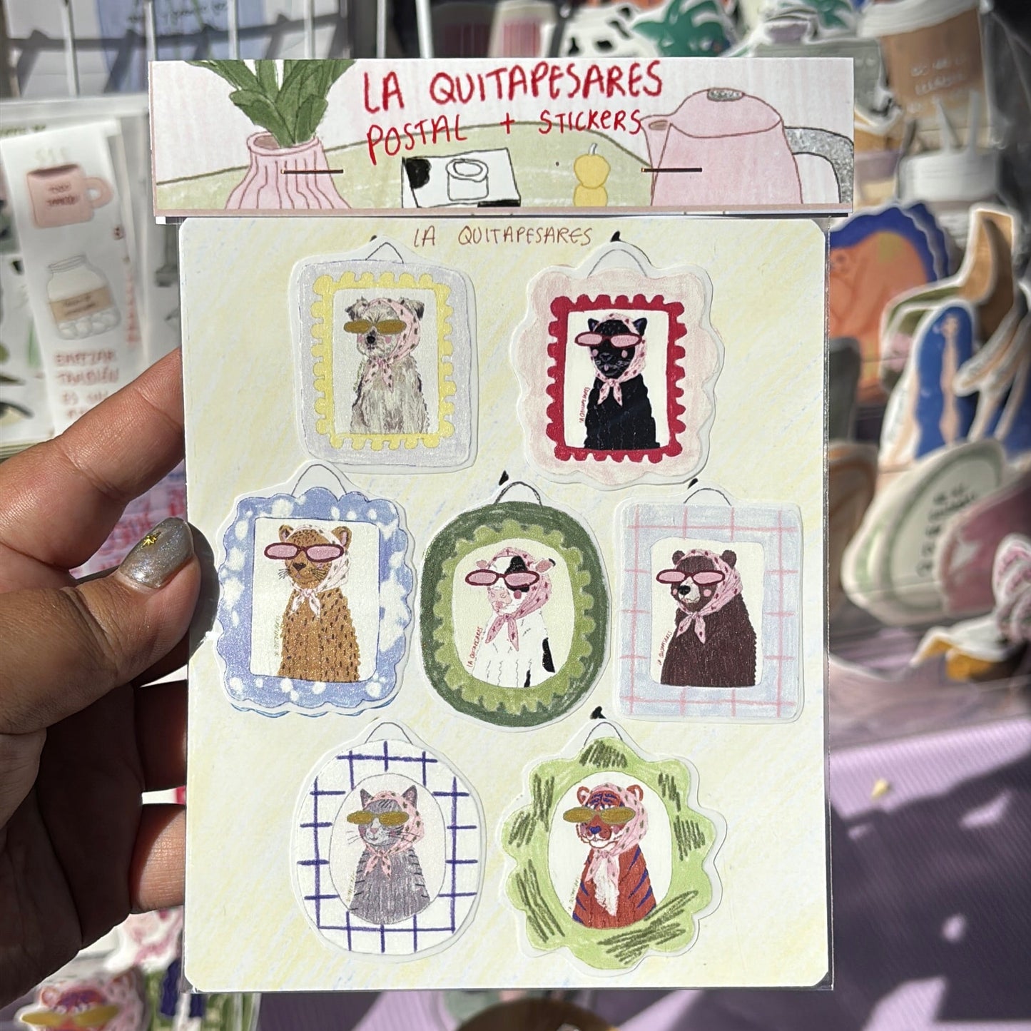 Plantilla de stickers animales cool ￼