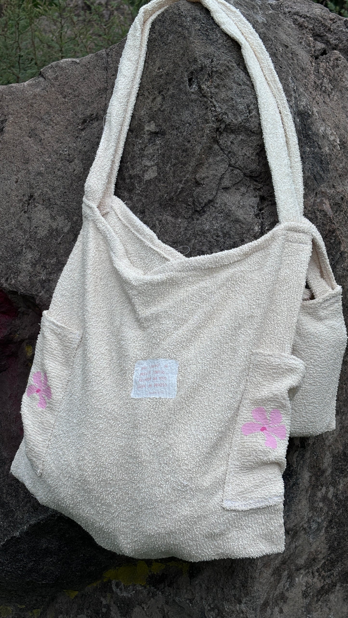 Tote bag toalla flor rosa 1