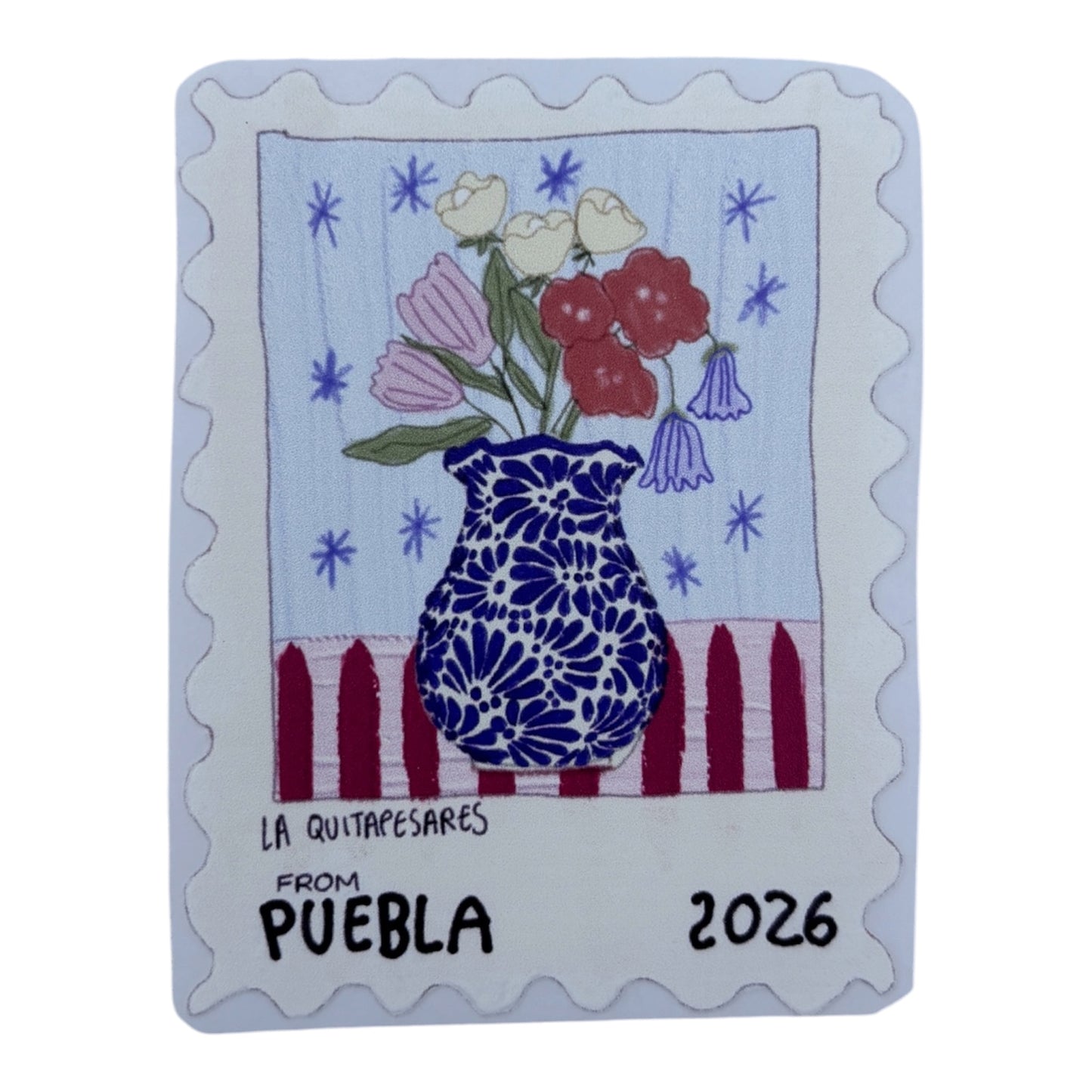 Sticker timbre postal florero