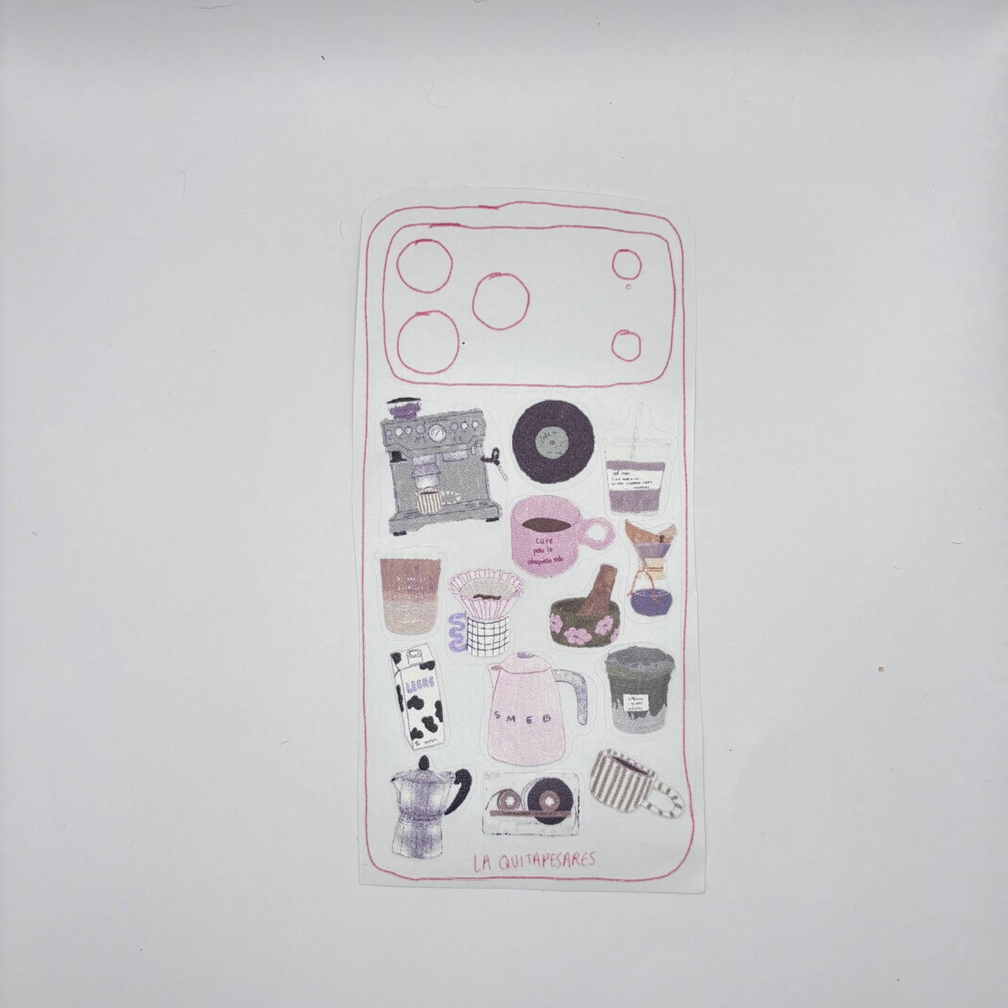 Plantilla de stickers pal celular cafecito tranqui