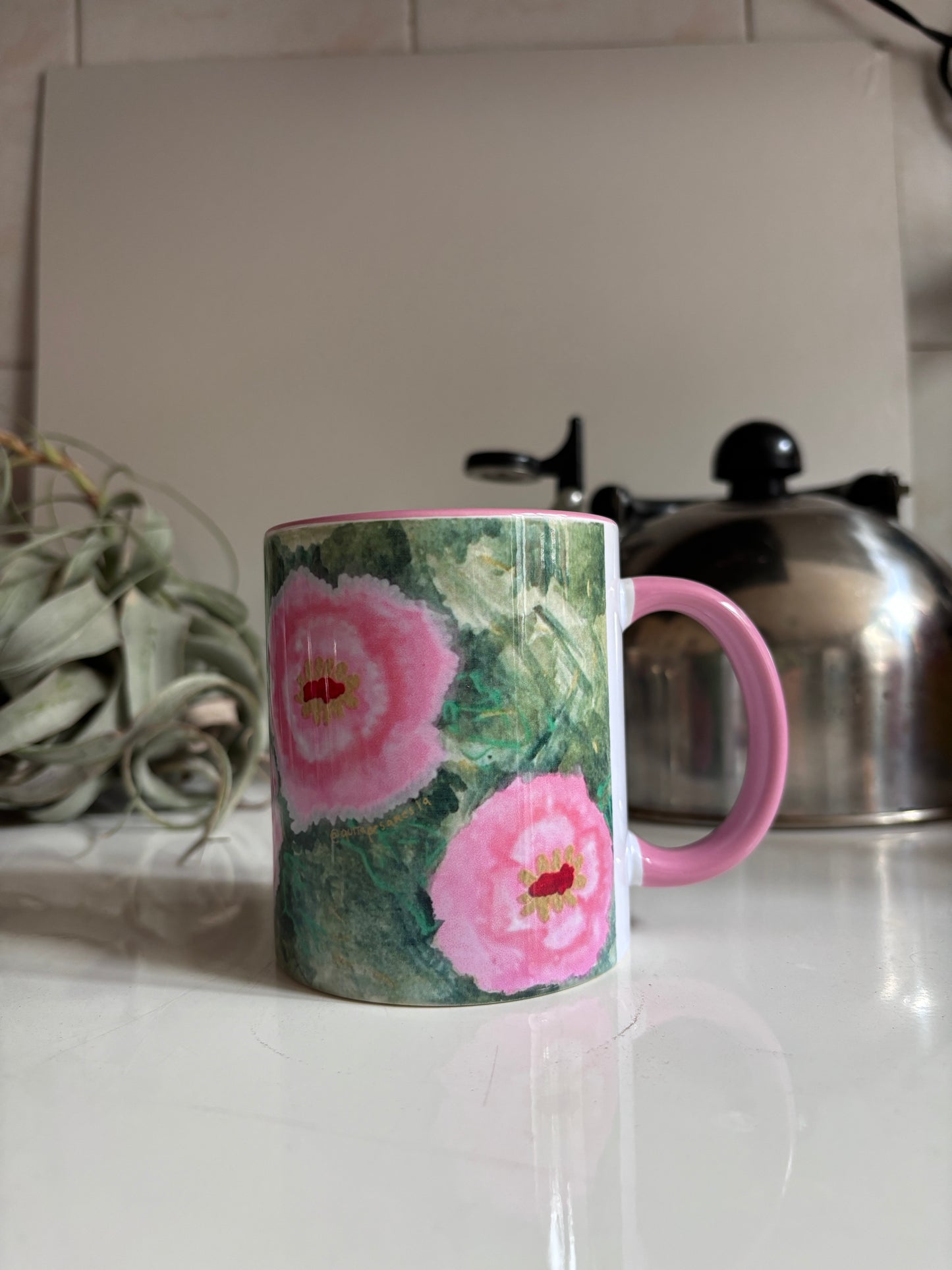 Taza flores acuarela