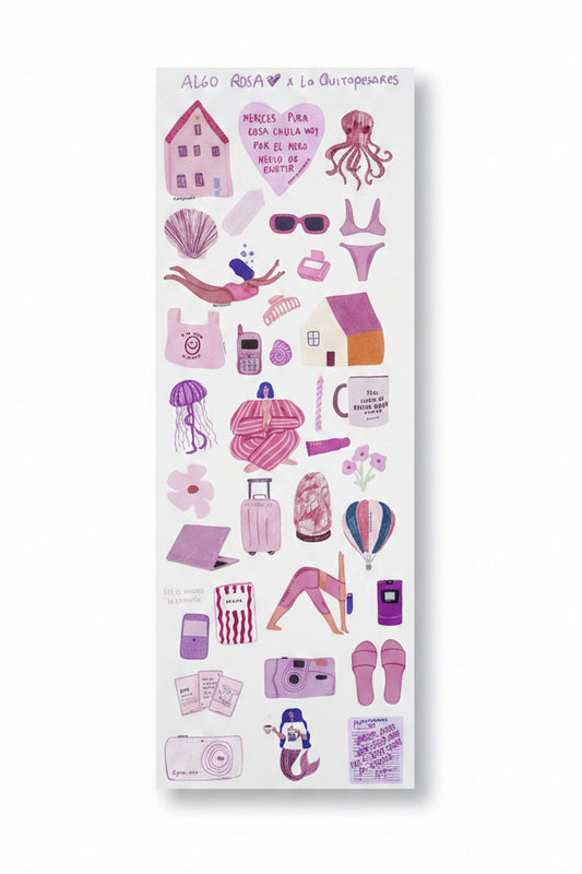 Plantilla de stickers para maleta algo rosa