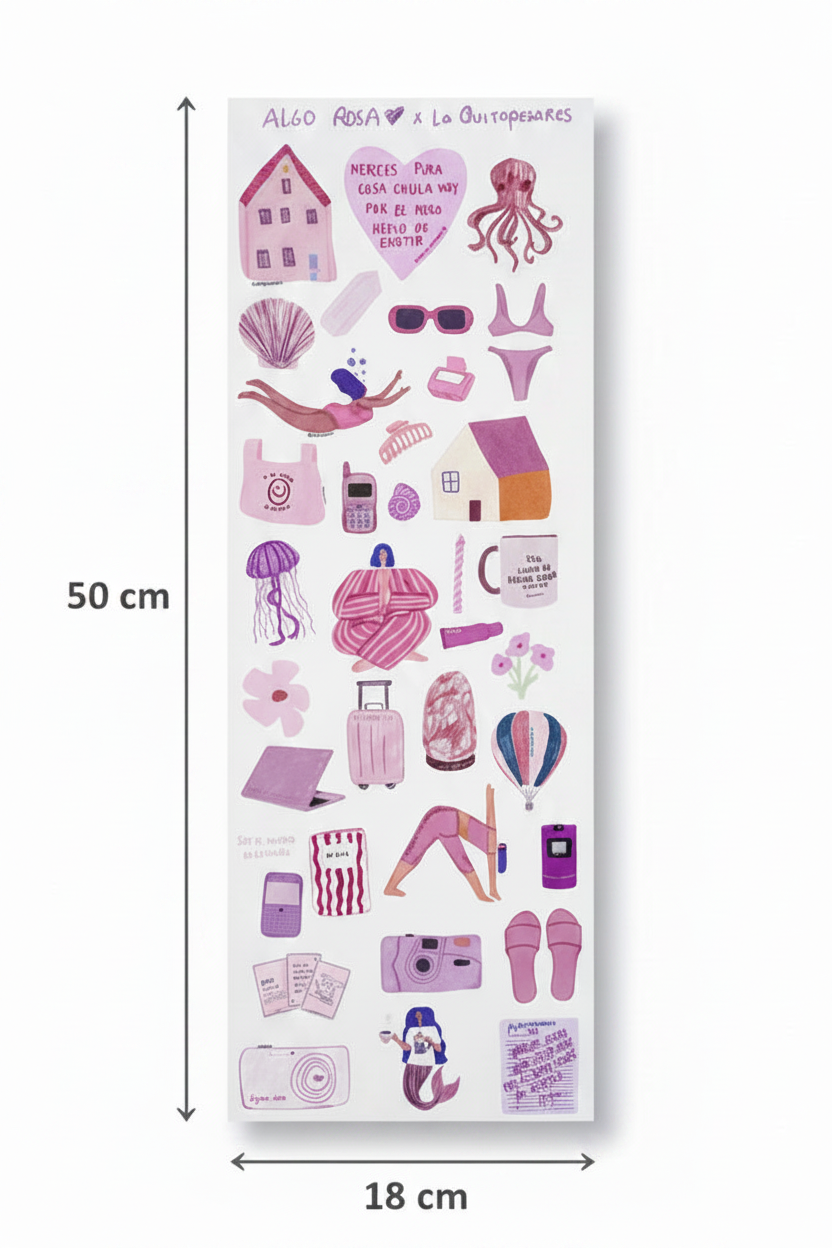 Plantilla de stickers para maleta algo rosa