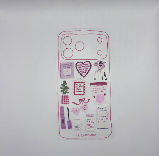 Plantilla de stickers pal celular cositas rosa