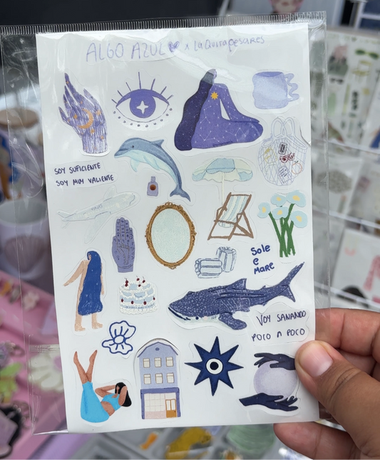 Plantilla de stickers algo azul