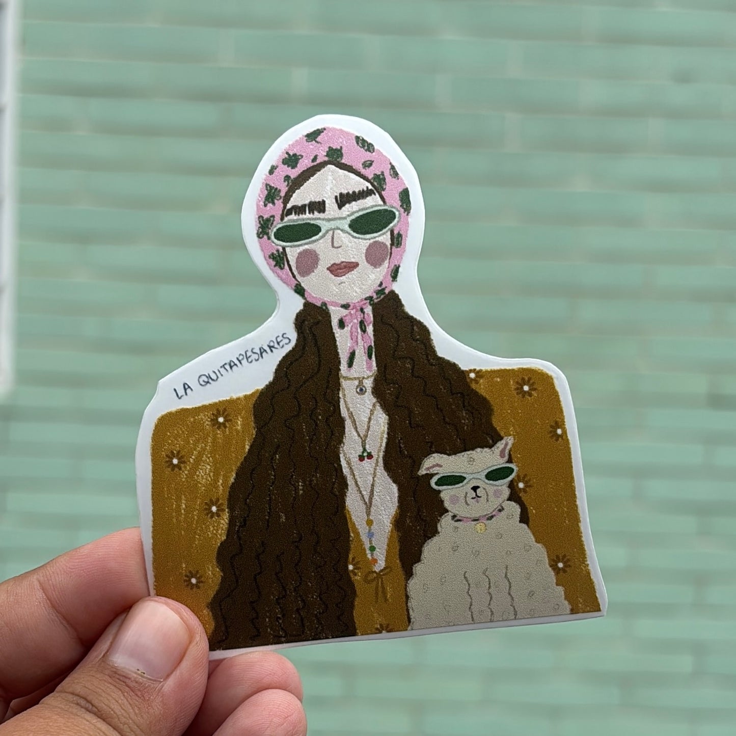 Sticker chica con perrito