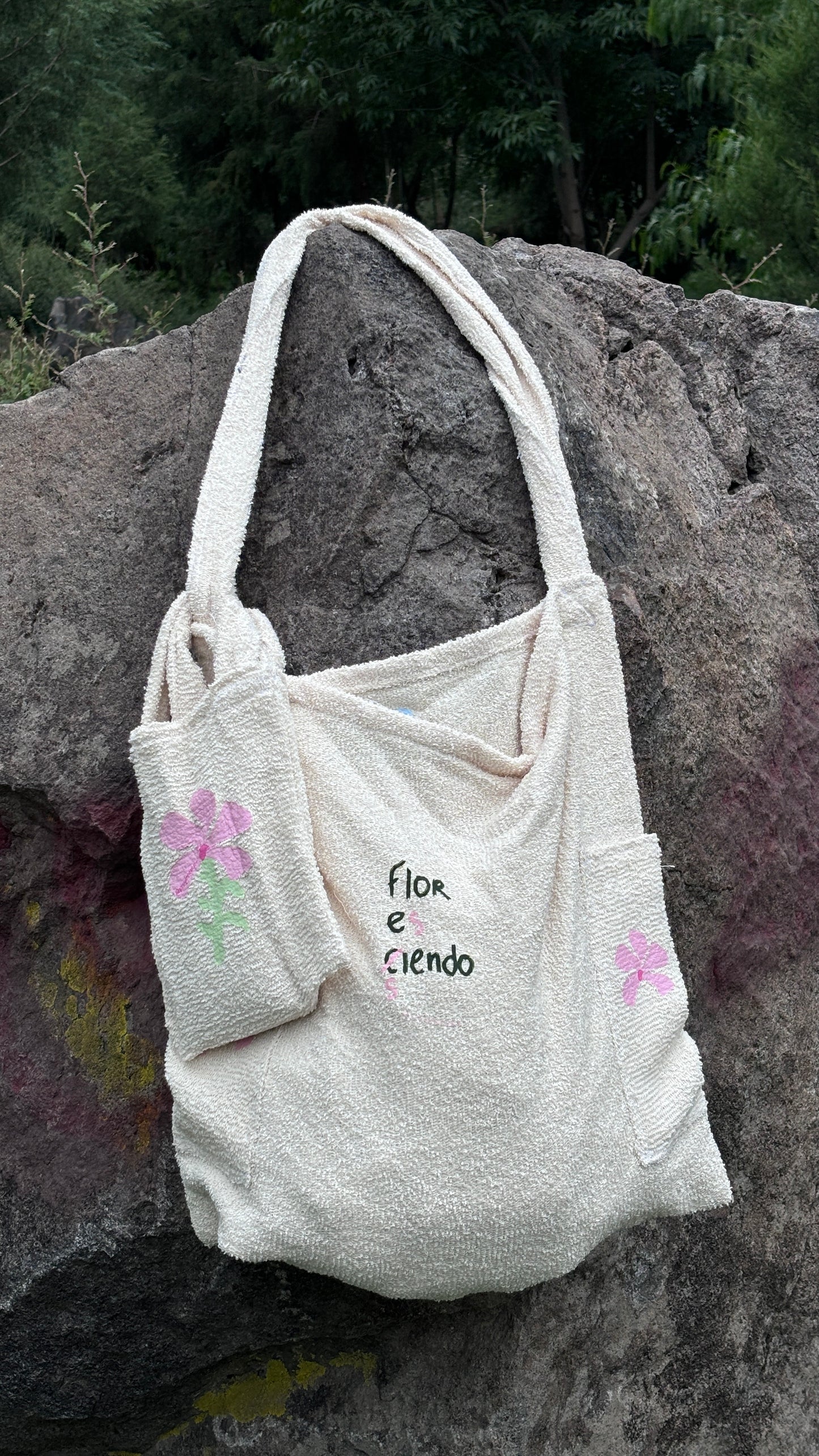 Tote bag toalla flor rosa 1