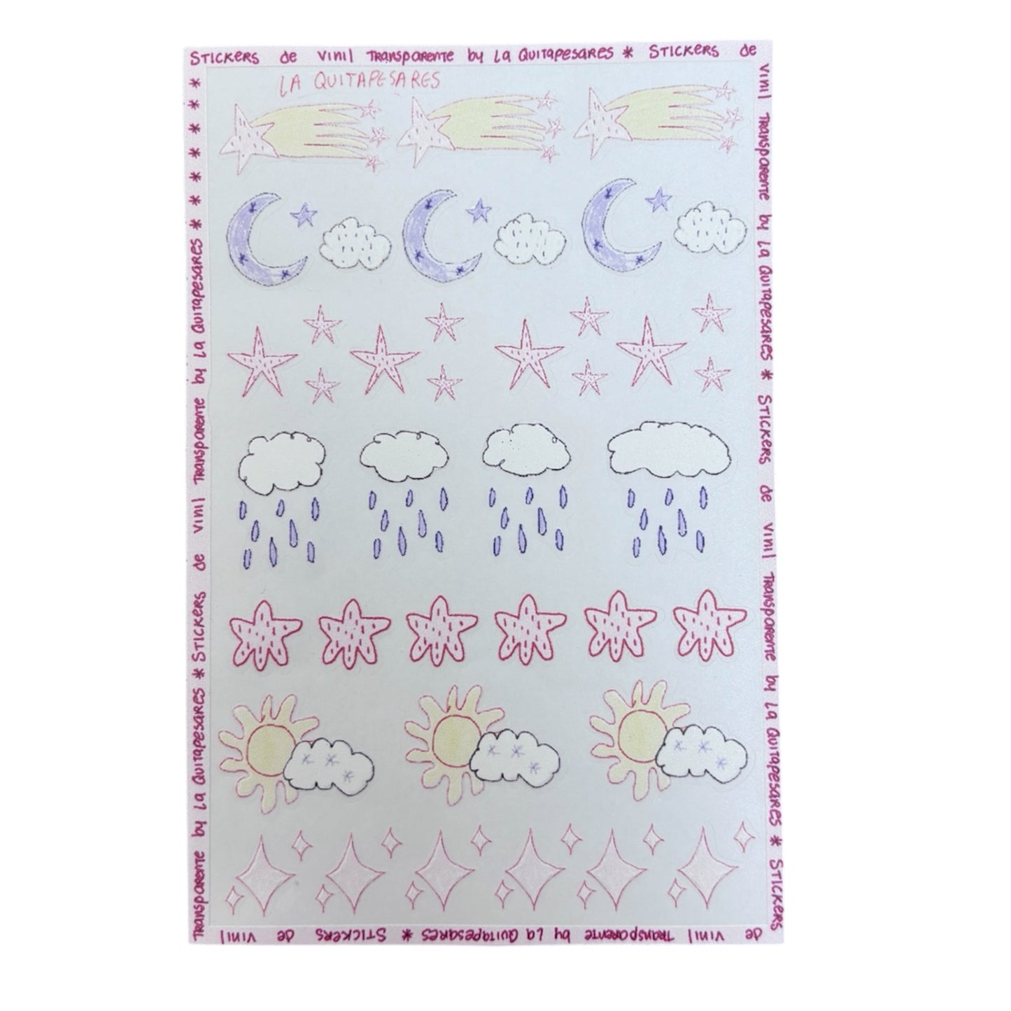 Plantilla de stickers nubes y estrellas