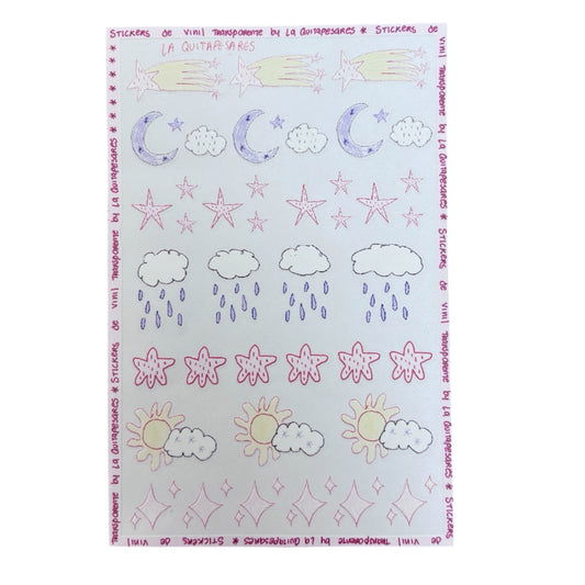 Plantilla de stickers nubes y estrellas