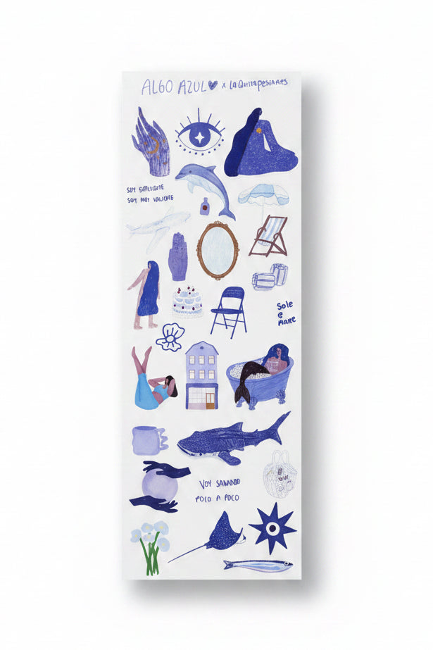 Plantilla de stickers para maleta algo azul