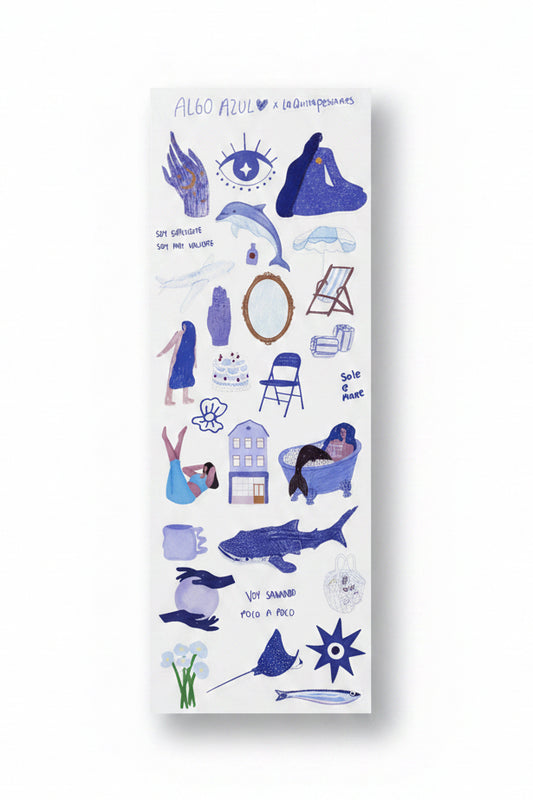 Plantilla de stickers para maleta algo azul