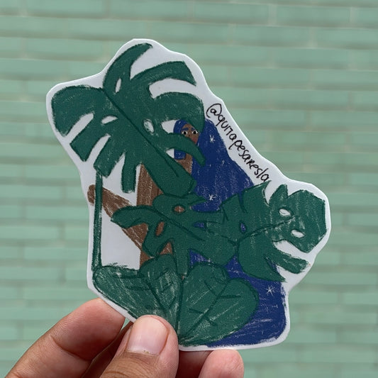 Sticker chica monsteras