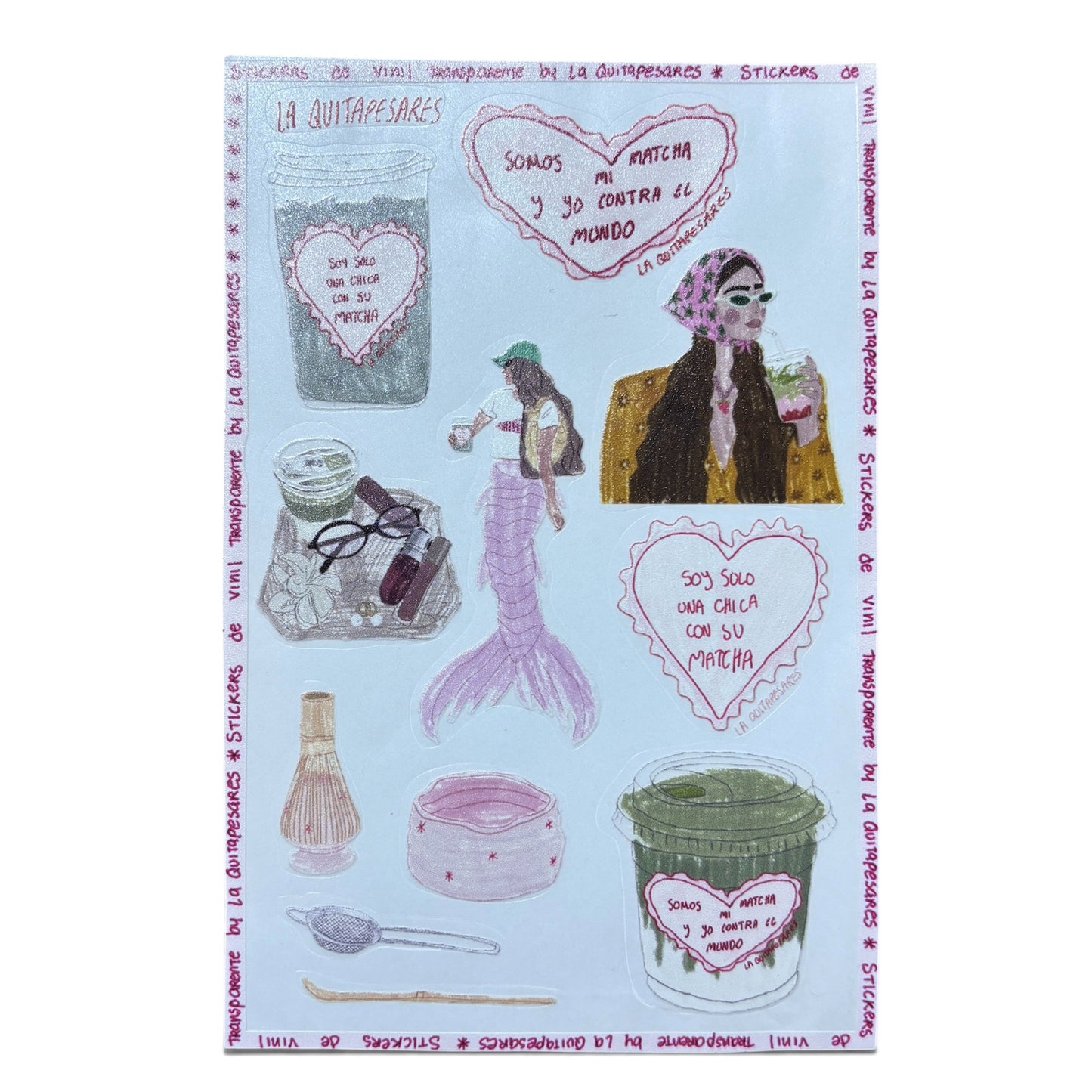 Plantilla de stickers chica matcha